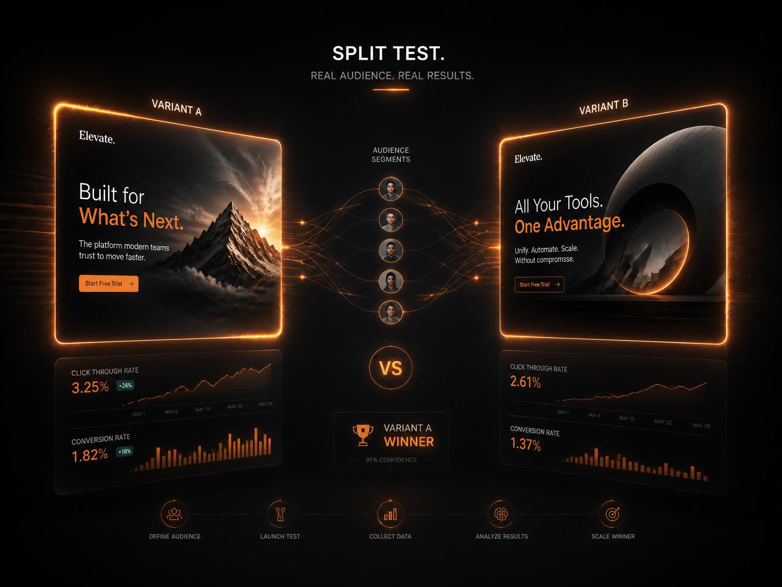 Split test experimentation visual